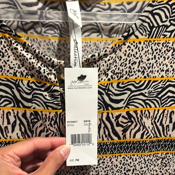 NY Collection Brown and Tan Sleeveless Scoop Neck Sundress - Picture 2 of 4